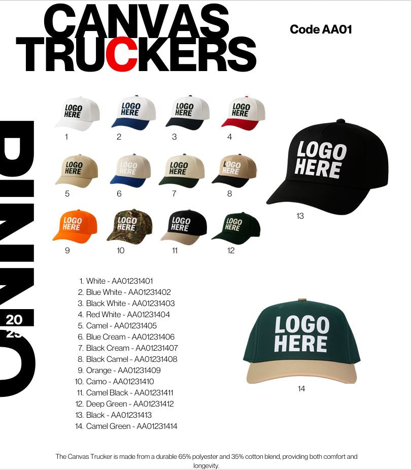 5 PANEL CANVAS TRUCKER CAPS